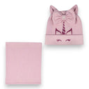 Czapka wiosenna dla dziewczynki. Bawełniana. Pudrowa. Jednorożec