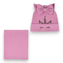 Czapka wiosenna dla dziewczynki. Bawełniana. Fioletowa. Jednorożec