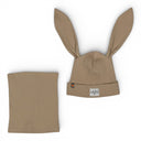 Czapka z kominem dla chłopca. Uszy królika. Bawełniana. Beżowa.