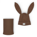 Czapka z kominem dla chłopca. Uszy królika. Bawełniana. Brązowa.