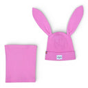Czapka z kominem dla dziewczynki. Uszy królika. Bawełniana. Różowa.