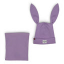 Czapka z kominem dla dziewczynki. Uszy królika. Bawełniana. Wrzosowa.