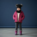 Zestaw zimowy dla dziewczynki. Czapka z pomponami. Komin. Kokarda. Polar. Bawełna. Czarna. Ubrania zimowe dla dziewczynki.