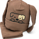 Czapka zimowa dla chłopca. Piesek. Uszy. Polar. Brązowa.