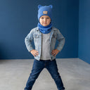 Czapka wiosenna dla chłopca. Chłopięca. Miś. Z uszkami. Błękitna.