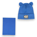 Czapka wiosenna dla chłopca. Chłopięca. Miś. Z uszkami. Błękitna.