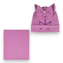 Czapka wiosenna dla dziewczynki. Bawełniana. Fioletowa. Jednorożec