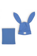 Czapka wiosenna bawełniana. Błękitna. Z uszami królika. Chłopięca.