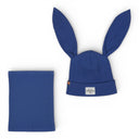 Czapka z kominem dla chłopca. Uszy królika. Bawełniana. Niebieska.
