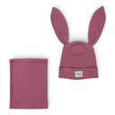 Czapka z kominem dla dziewczynki. Uszy królika. Bawełniana. Jagodowa.