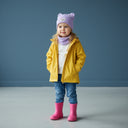 Zestaw wiosenny dla dziewczynki. Czapka wiosenna dla dziewczynki. Komin. Bawełna. Miś. Wrzos. Ubrania wiosenne dla dziewczynek.