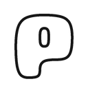 Logo PanPan 35: kontur zaokrąglonej litery P, czarna linia na przezroczystym tle.